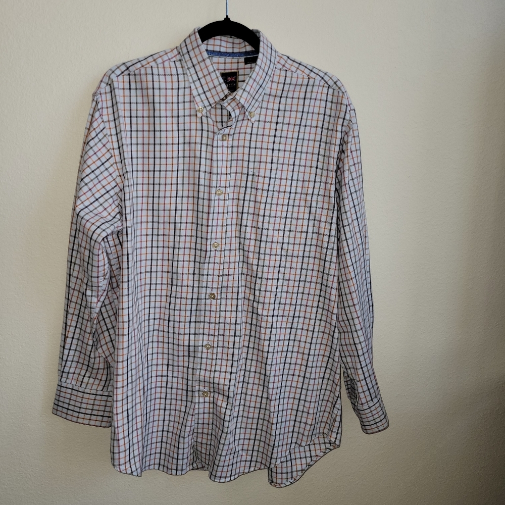 T Harris London Dress Casual Shirt Men's Large Plaid Long Sleeve Button Up
